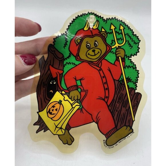 Vtg Halloween Suction Cup Window Decorations Witch Cat Die Cut Plastic Lot of 6 - Picture 7 of 16